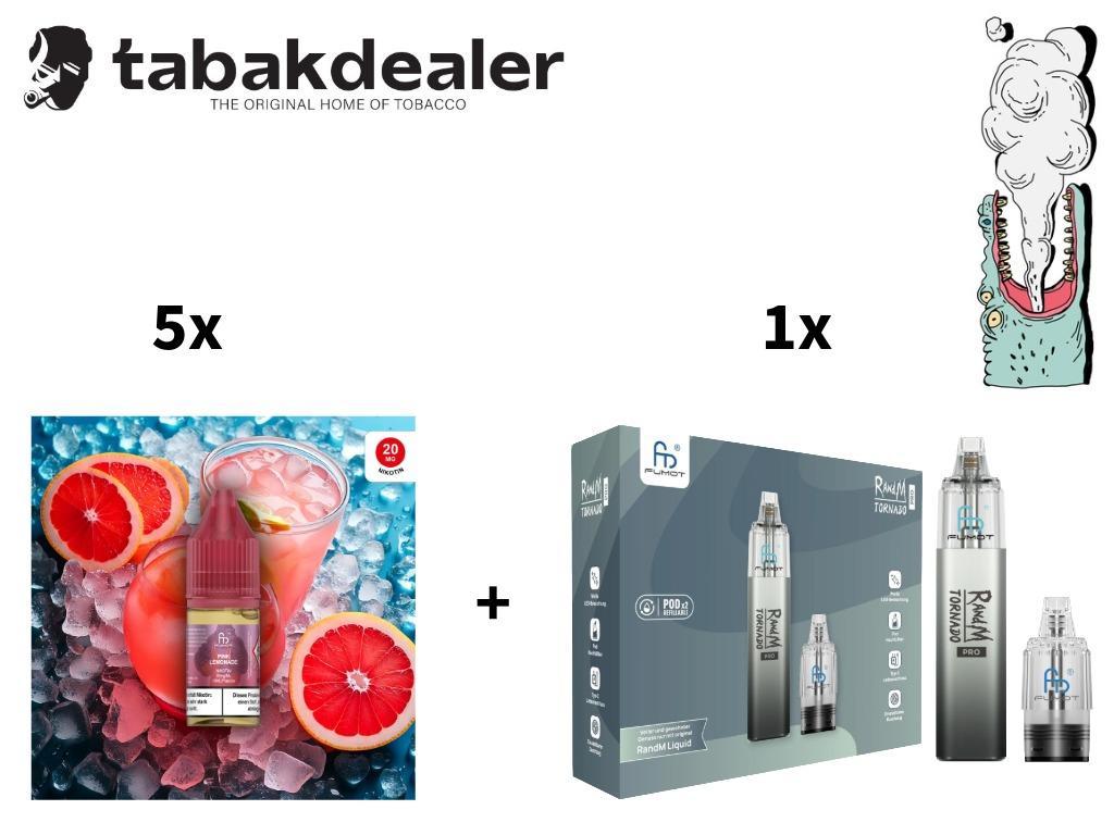 5x RandM Liquid Pink Lemonade + 1 RandM Tornado Pro Kit Black 