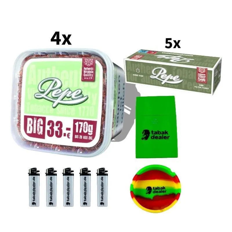 4x Pepe Bright Green XXXL Tabak 170g