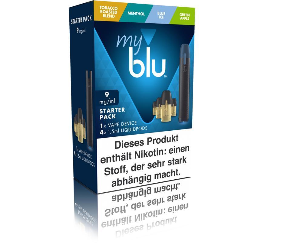 myblu Starter Pack Freebase 9mg/ml Nikotin (1 x Vape Device 4 x 1,5ml Liquidpods )