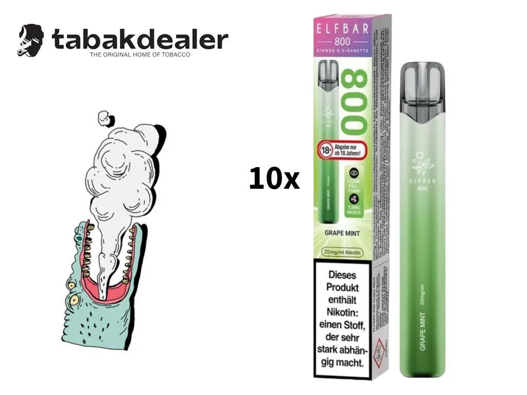 10x Elf Bar 800 Grape Mint