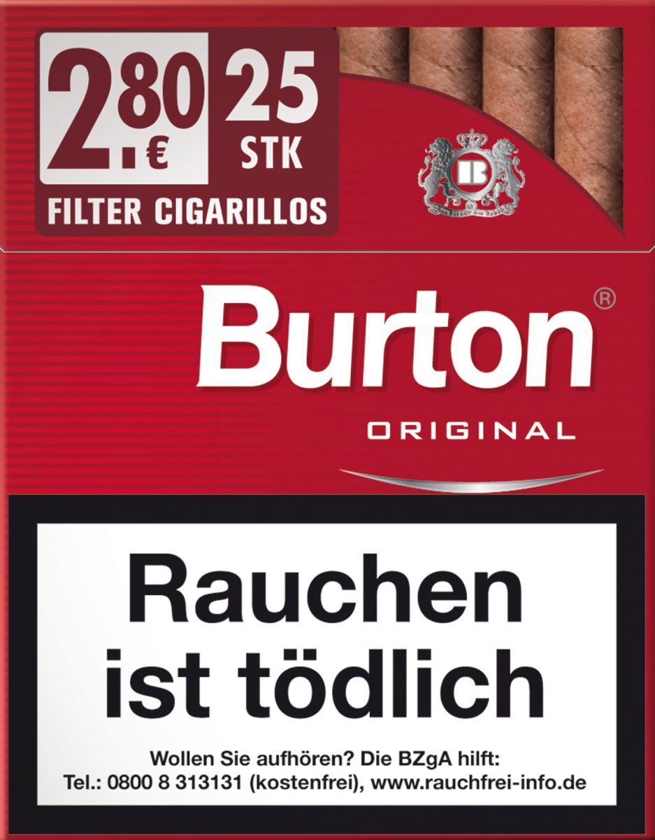 Burton Filter Cigarillos Xl Naturdeckblatt 8 x 25 Zigarillos