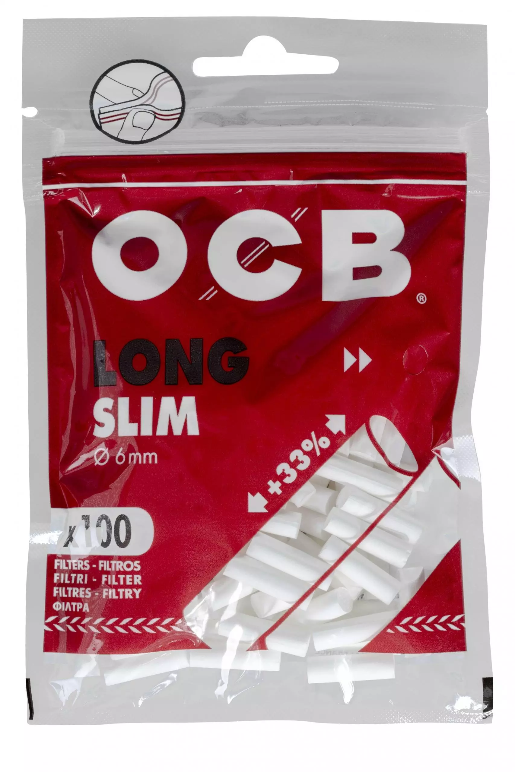 OCB Long slim Filter 6mm 10 x 100 Filter