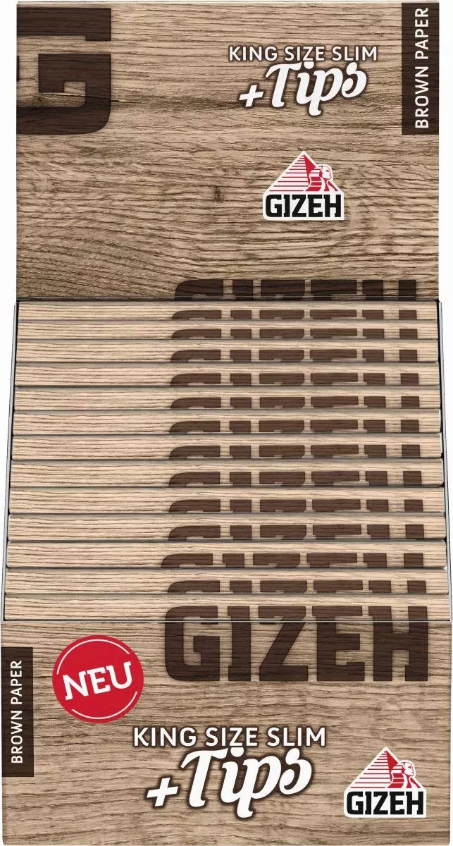 GIZEH Brown King Size Slim + Tips 26 x 34 Stück