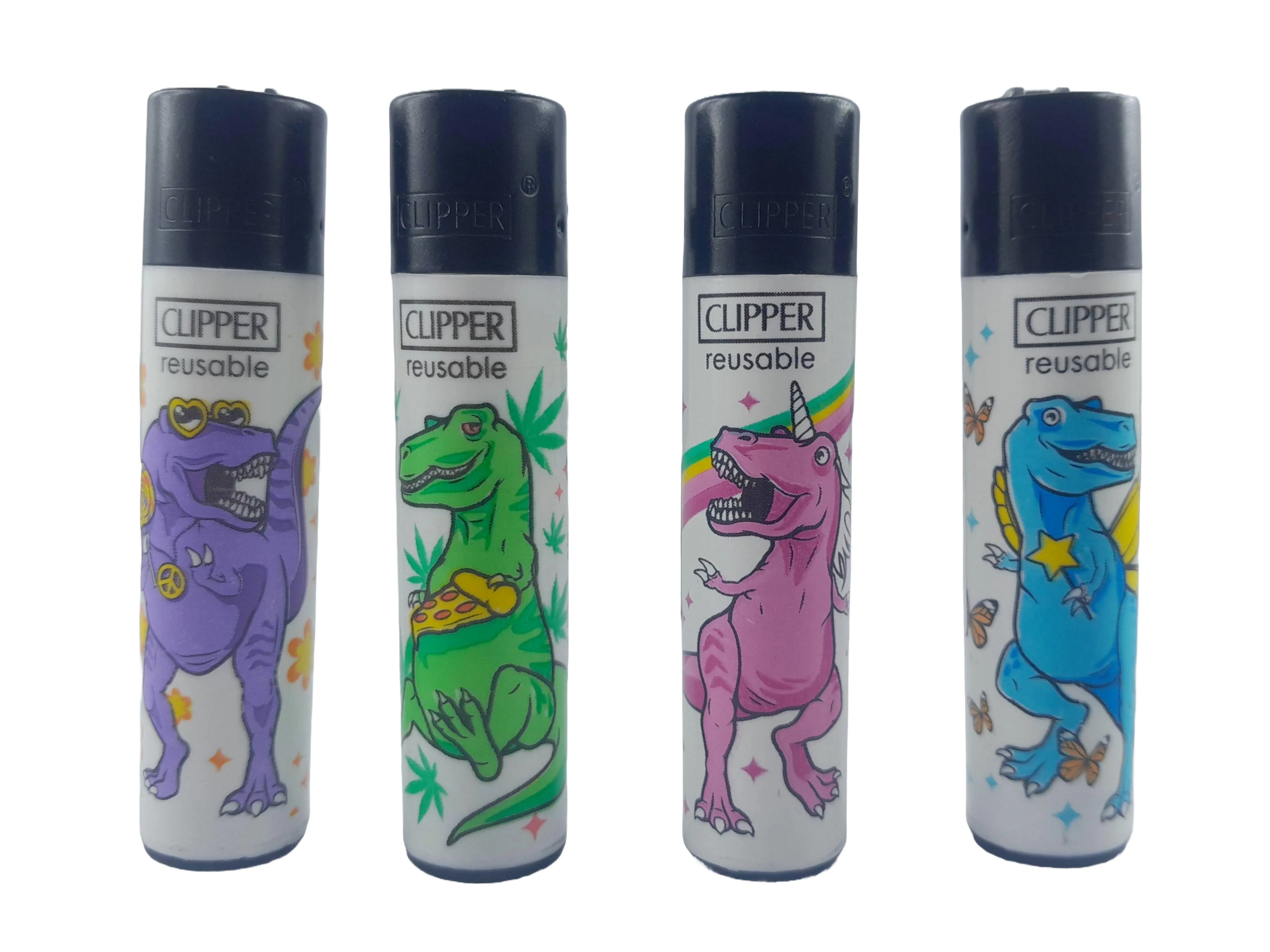 Clipper Mehrweg-Feuerzeug Kitch Dinos 1 x 4 Stück