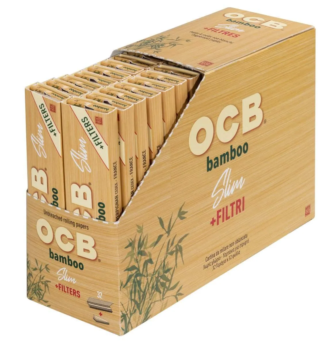OCB Bamboo Slim+Tips 32x32 Drehpapier