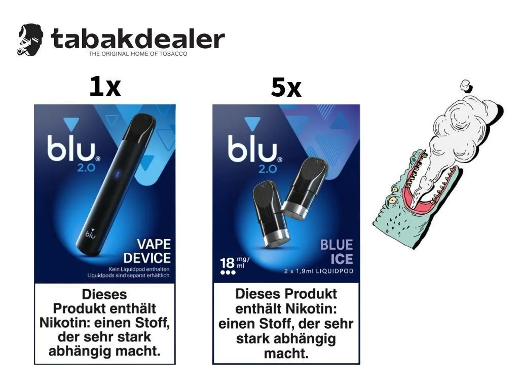1x blu 2.0 Device + 5x blu 2.0 Blue Ice 18mg/ml