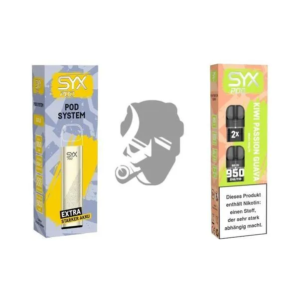 SYX Pod Gold + Cartridge Kiwi Passion Guava