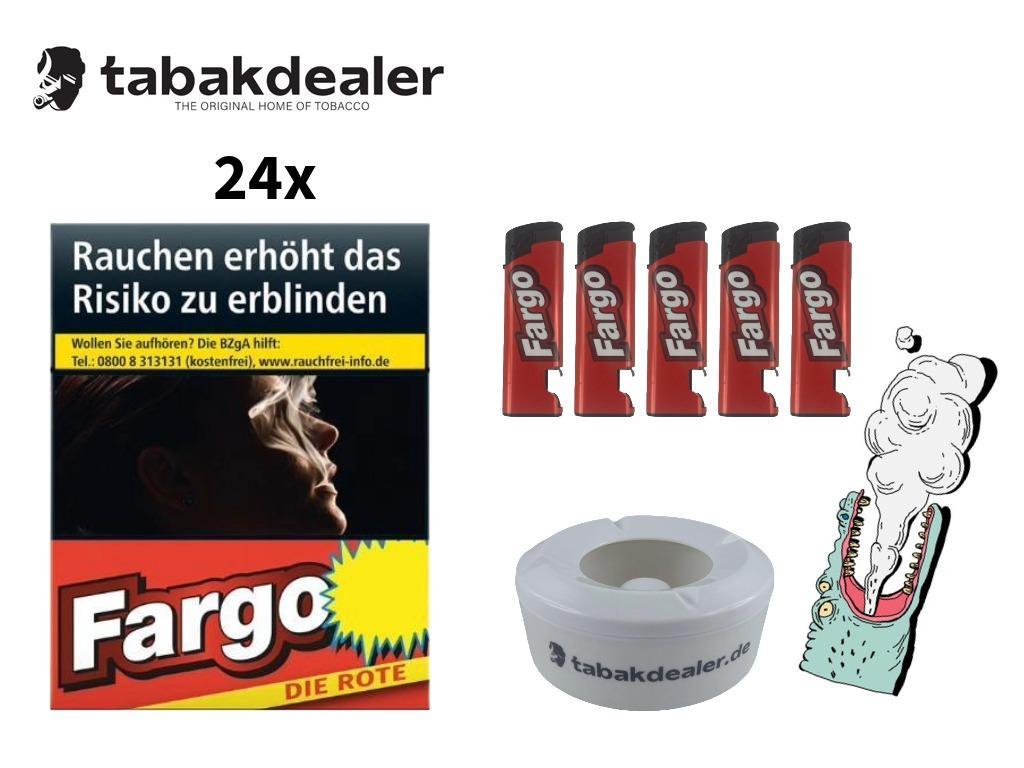 24x Fargo Rot XL Zigaretten, Fargo FZ, Aschenbecher 