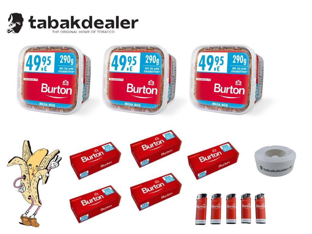 3 Burton Red 270g, Hülsen, 5 FZ, TD Aschenbecher 