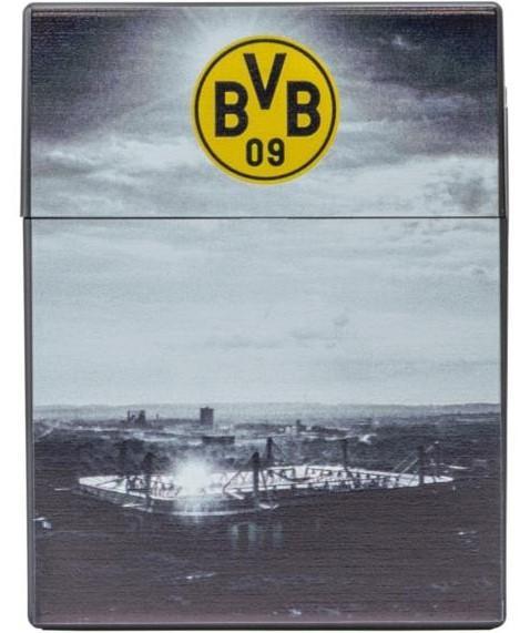 BVB 09 Borussia Dortmund Zigarettenbox mit Sprungdeckel 25er Stadionmotiv