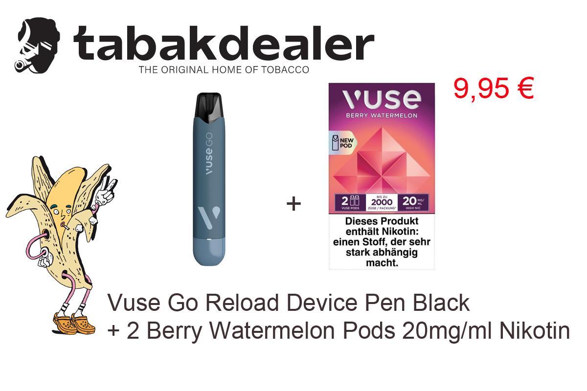 Vuse Go Reload Device Pen Black + 1 x 2 Vuse Pods Berry Watermelon 20mg/ml 