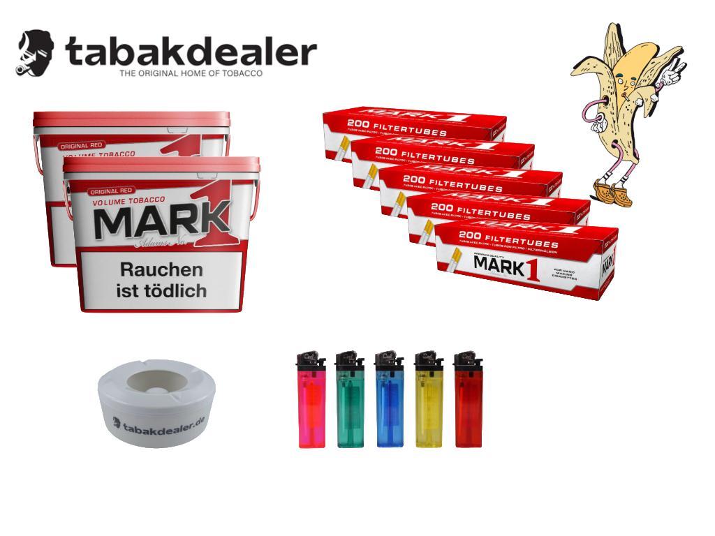 2x Mark 1 Red Volumen Blend + 1000 Mark Adams Hülsen + 5 Cool Feuerzeuge+ 1 Windascher 