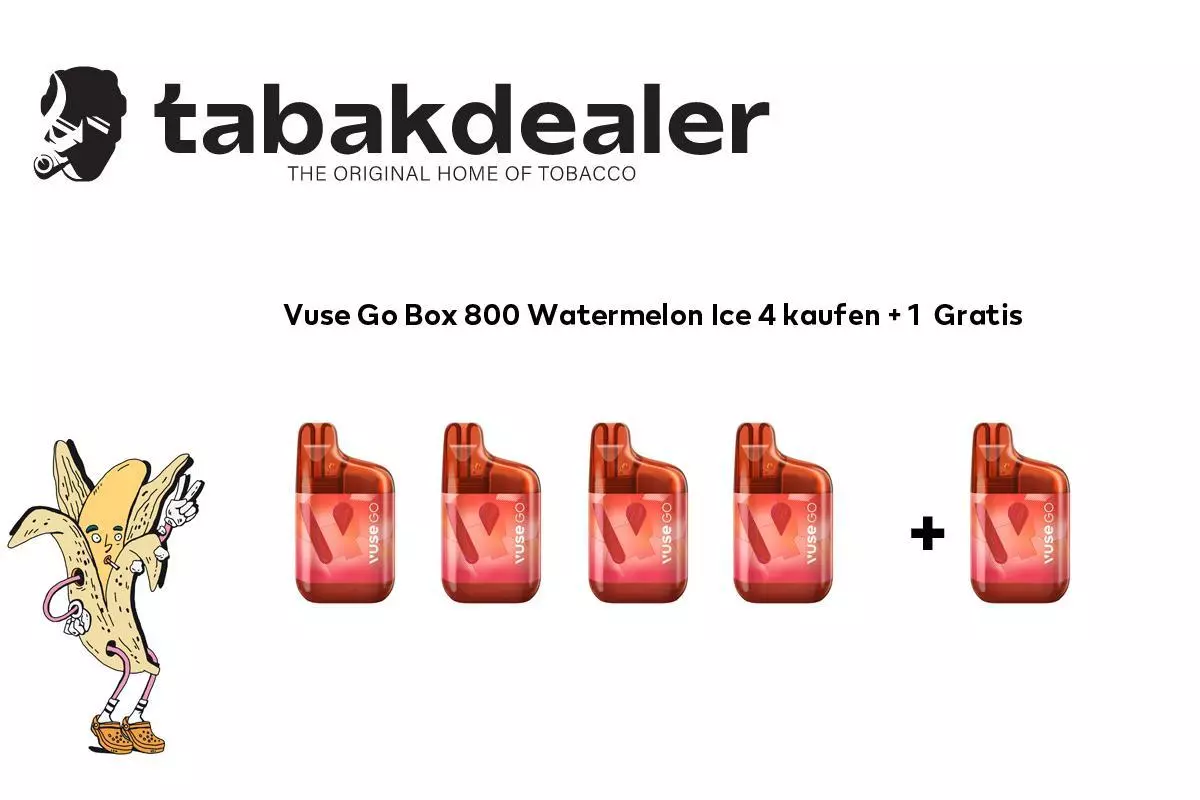 4 + 1 Gratis Vuse Go Box 800 Watermelon Ice 20mg/ml Nikotin