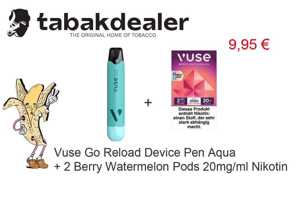 Vuse Go Reload Device Pen Aqua + 1 x 2 Vuse Pods Berry Watermelon 20mg/ml gratis