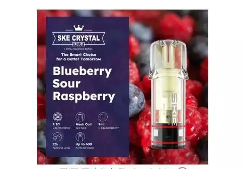 SKE Crystal Plus Pod Blue Sour Raspberry 20mg/ml Nikotin 1 x 2 Pods
