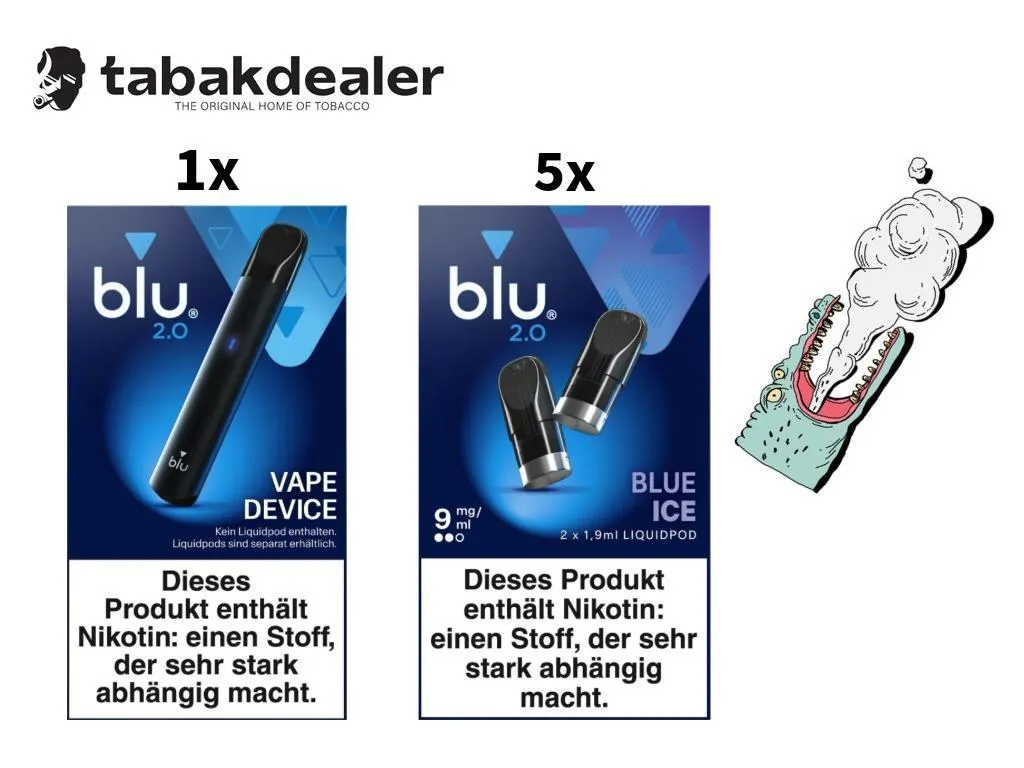 1x blu 2.0 Device + 5x blu 2.0 Blue Ice 9mg/ml