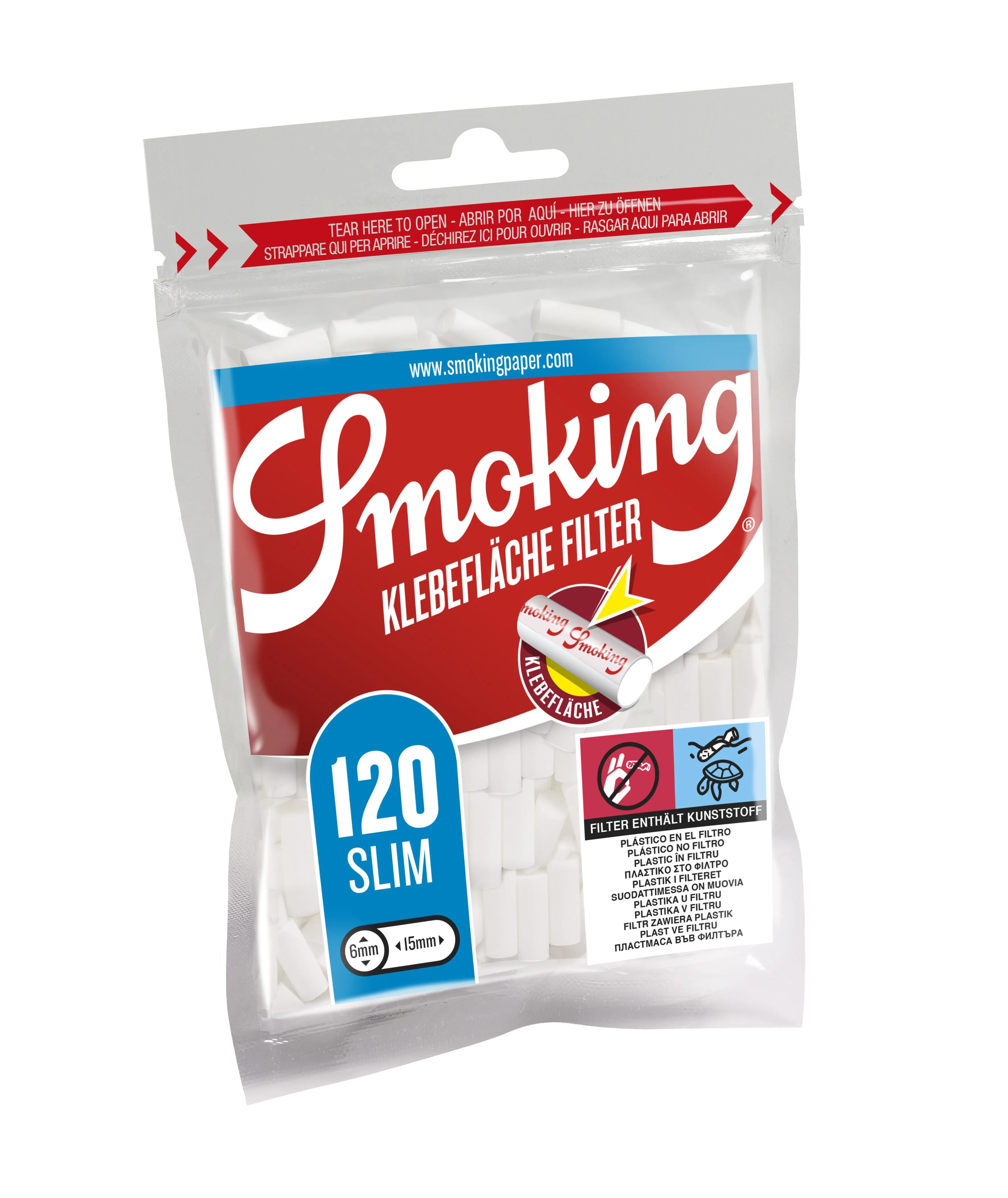 Smoking Slim Classic Filter gummiert 6mm 1 x 120 Filter