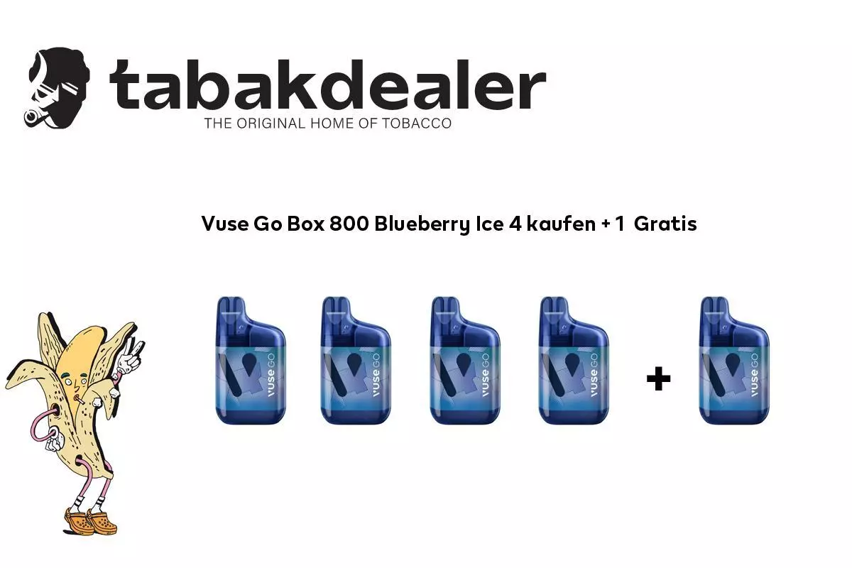 4 + 1 Gratis Vuse Go Box 800 Blueberry Ice 20mg/ml Nikotin