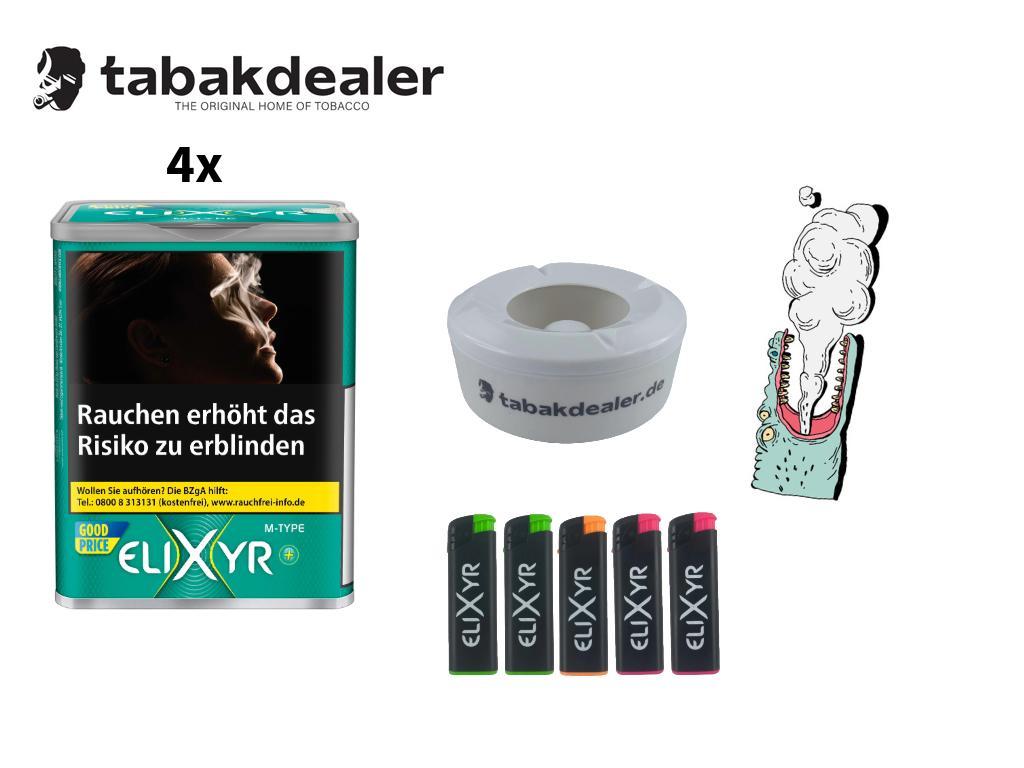 4x Elixyr+ Cigarette Tobacco + 5 Elixyr Feuerzeuge + 1 Tabakdealer Windascher 