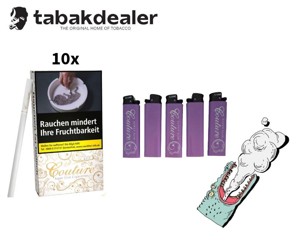 10x Couture Superslim Gold + 5x Couture Feuerzeuge 