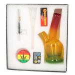 Mini Glasbong H.16,5cm Rasta+Grinder 1 Stück