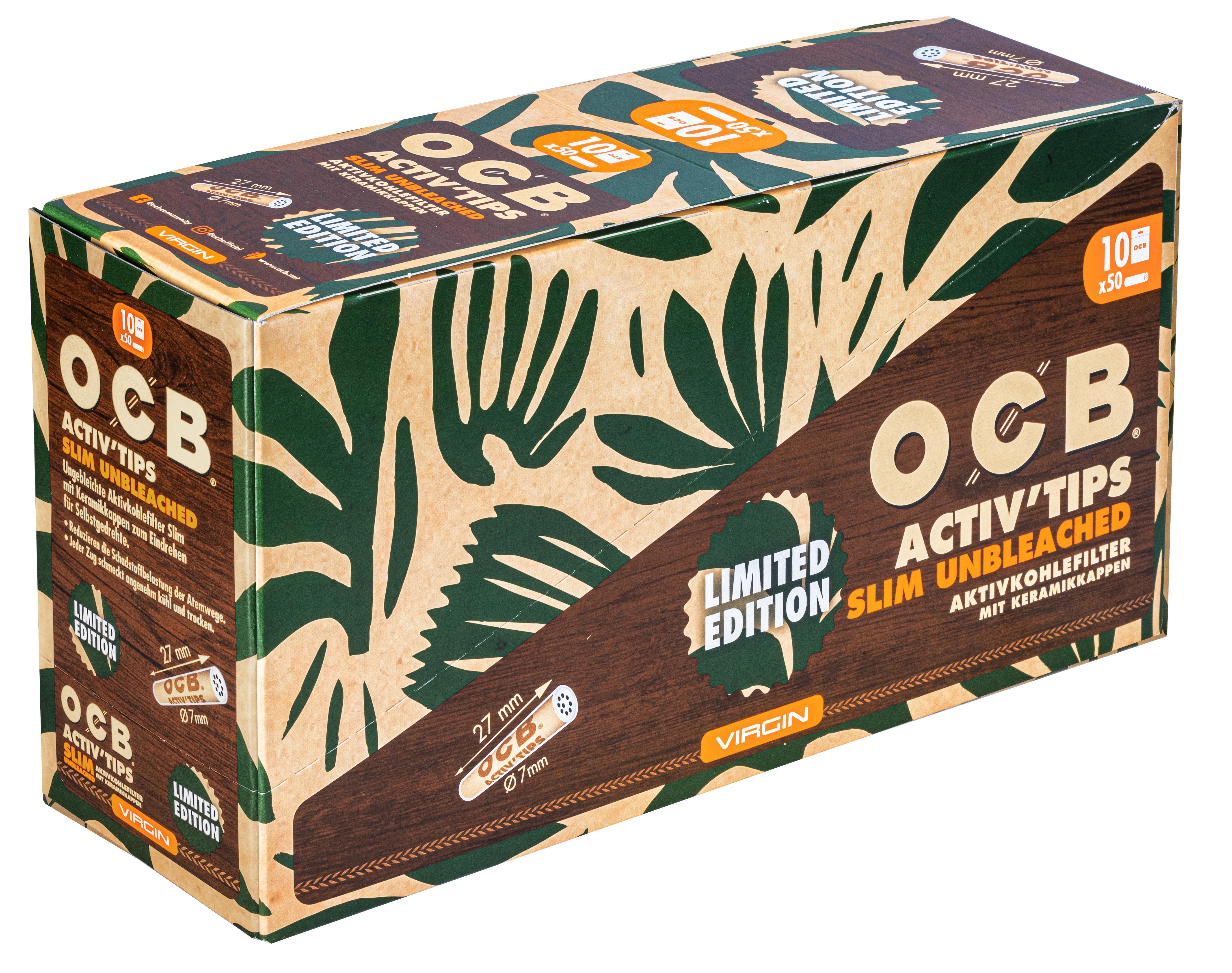 OCB Activ'Tips Slim Unbleached 7mm Ltd.