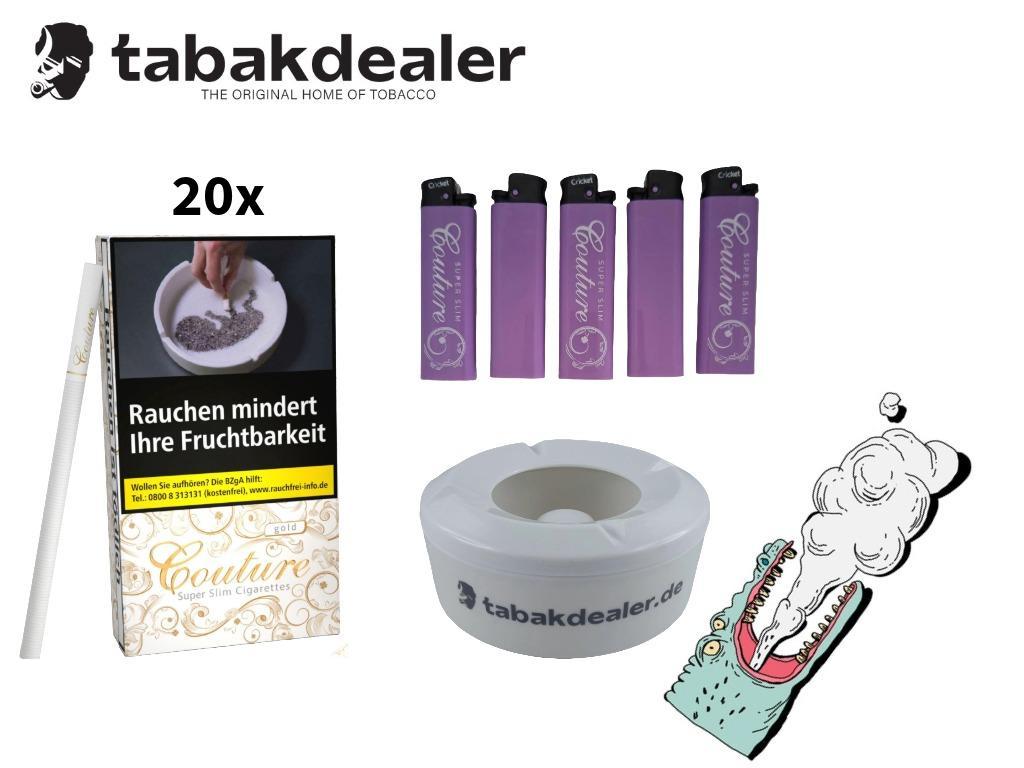 20x Couture Superslim Gold + 5x Couture Feuerzeuge + 1x Windascher 