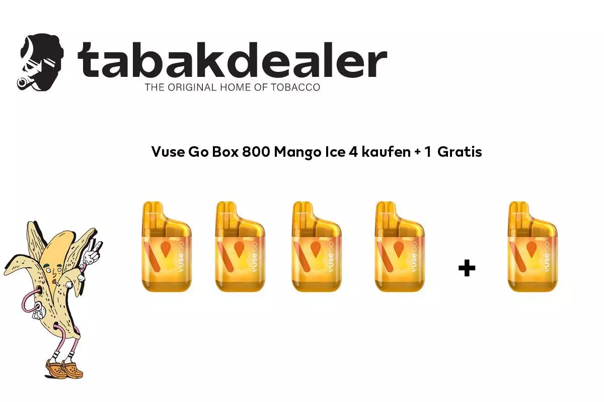 4 + 1 Gratis Vuse Go Box 800 Mango Ice 20mg/ml Nikotin