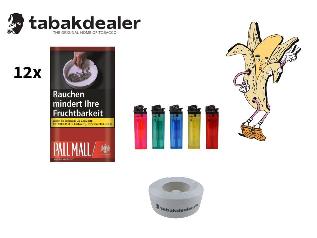 12x Pall Mall Roll American blend Tabak + 5 Cool Reibradfeuerzeuge + 1 Tabakdealer Windascher 6 x 30g