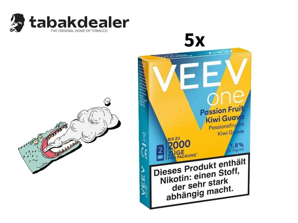 5x Veev One Pod Passionfruit Kiwi Guave