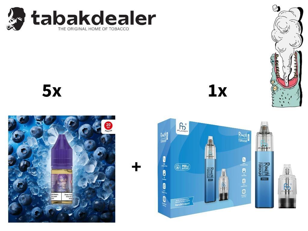 5x RandM Liquid Blueberry on Ice + 1 RandM Tornado Pro Kit Blue 