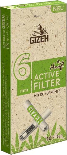 GIZEH Hanf Active Filter Kokoskohle 6mm 20 x 10 Stück