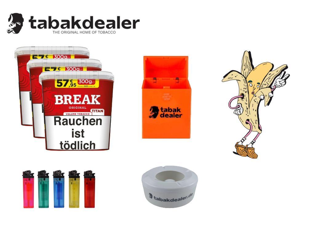 3x Break Original Titan + 5 Cool Reibradfeuerzeuge + 1 Windascher+ Tabakdealer Etui 