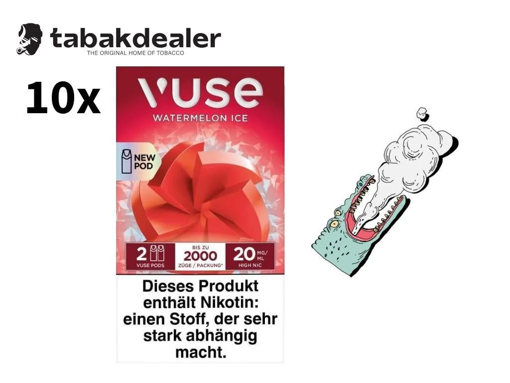 10x Vuse Pro Cap Watermelon Ice 20mg 10 x 2 Pods