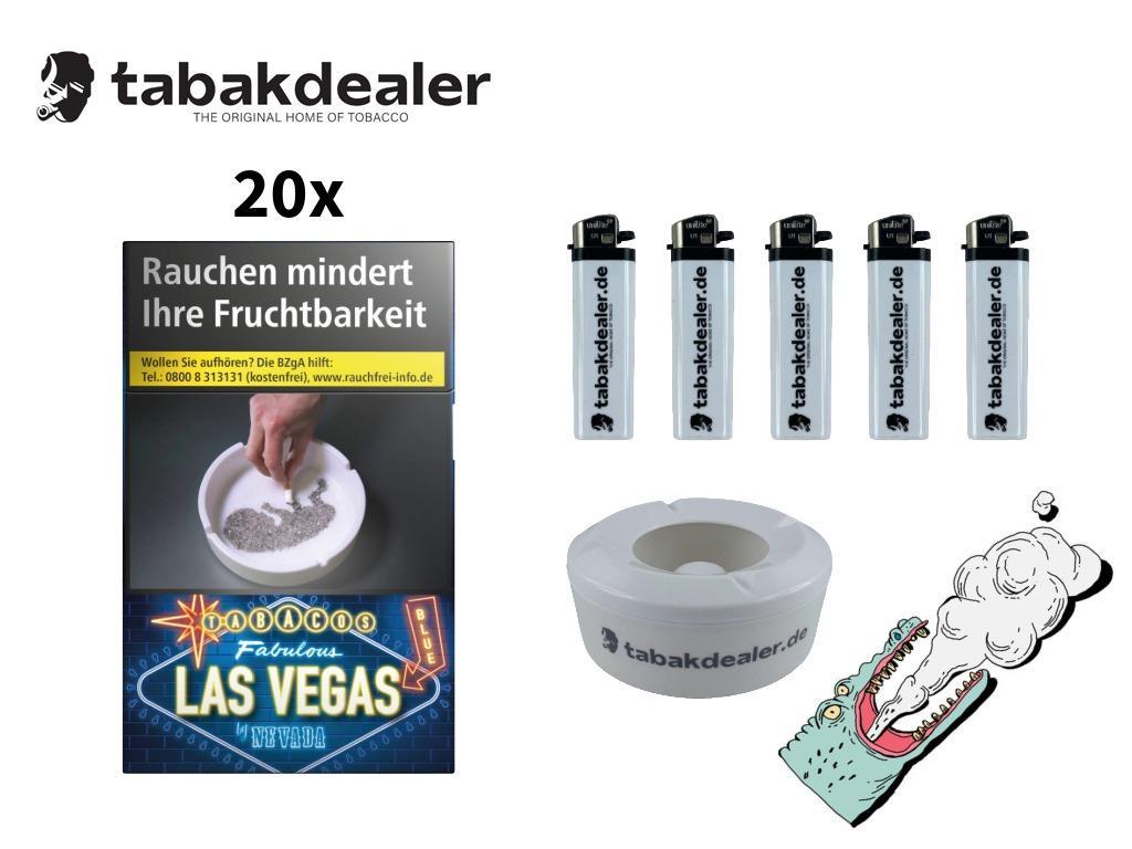 20x20 Las Vegas Blue Zigaretten + 5x Tabakdealer Feuerzeuge + 1x Tabakdealer Windascher 