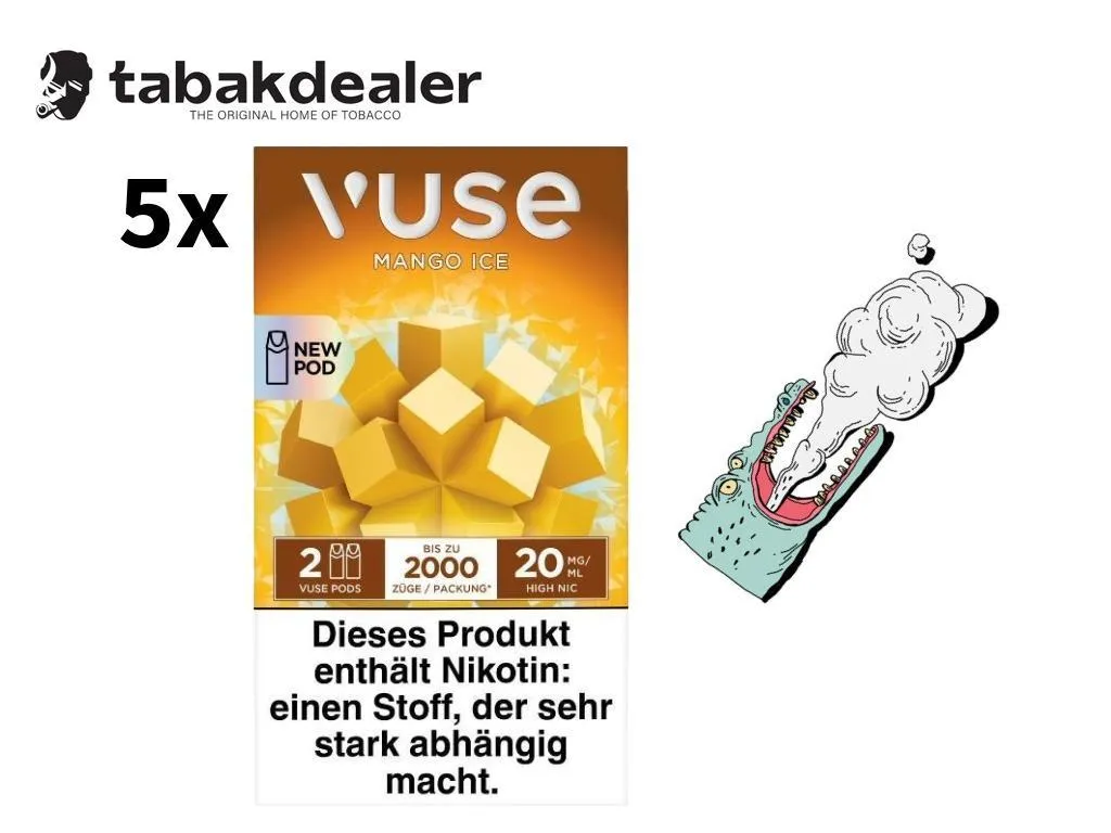 5x Vuse Pro Caps Mango Ice 20mg 5 x 2 Pods