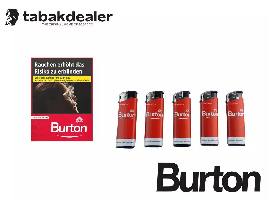 Burton Original XXL + 5 Burton Feuerzeuge 8 x 29 Zigaretten