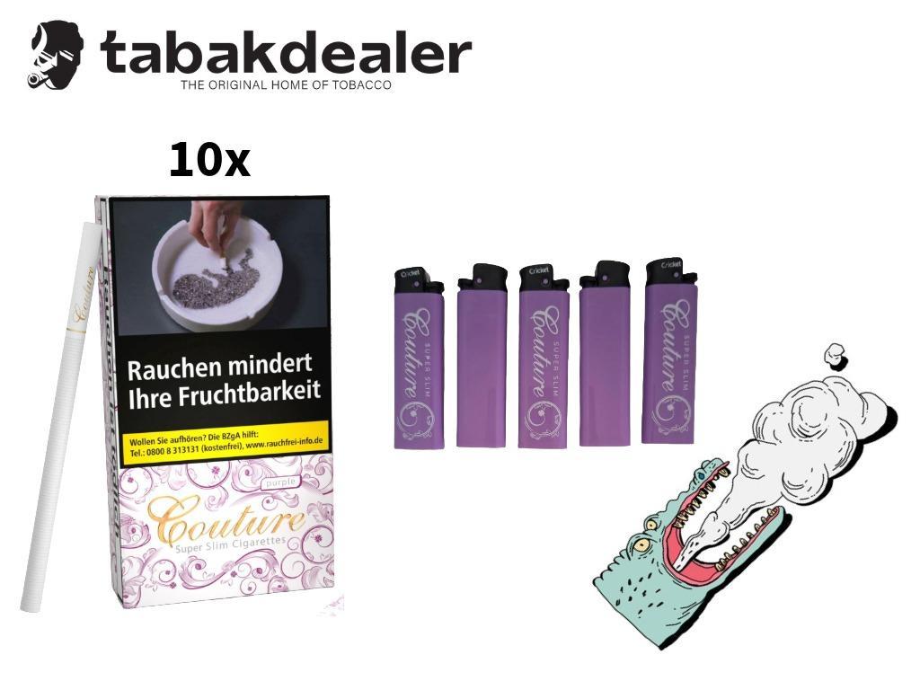10x Couture Superslim Purble + 5x Couture Feuerzeuge 