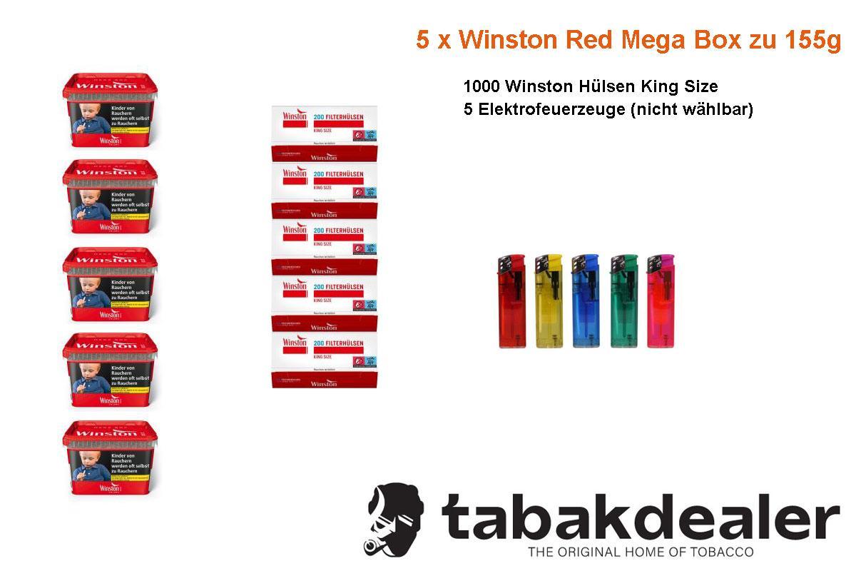 5 x Winston Mega 155g + 1000 Winston Hülsen + Zubehör 
