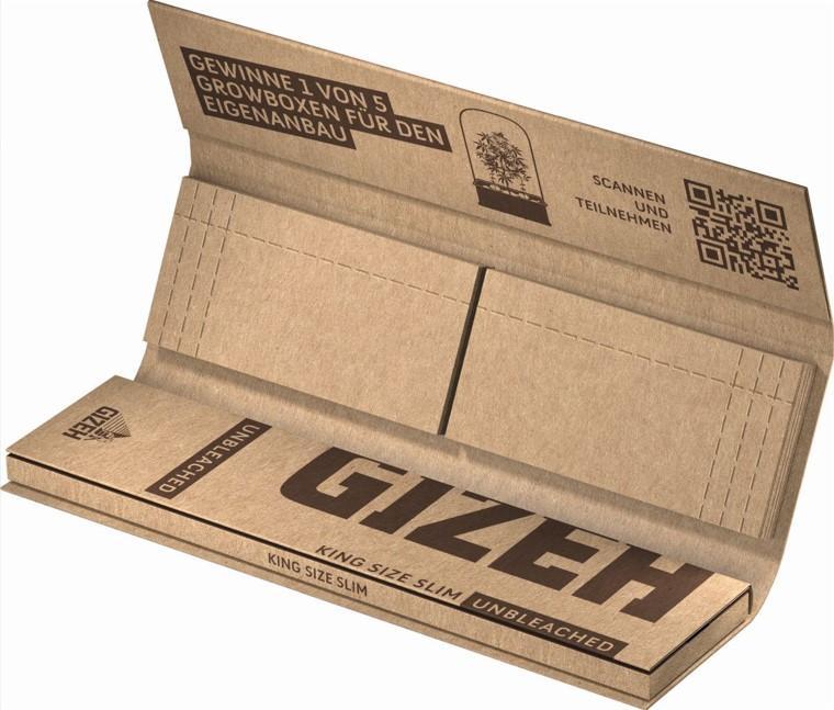 GIZEH Unbleached King Size Slim + Tips 34 Blättchen + 34 Tips GIZEH Unbleached King Size Slim + Tips 34 Blättchen + 34 Tips