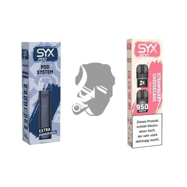 SYX Pod Dark Blue + Cartridge Strawberry Cheesecake