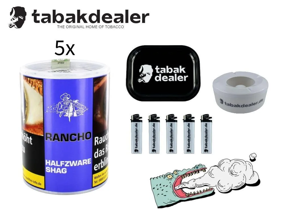5x Rancho Halfzware Shag Tabak Dose 190g