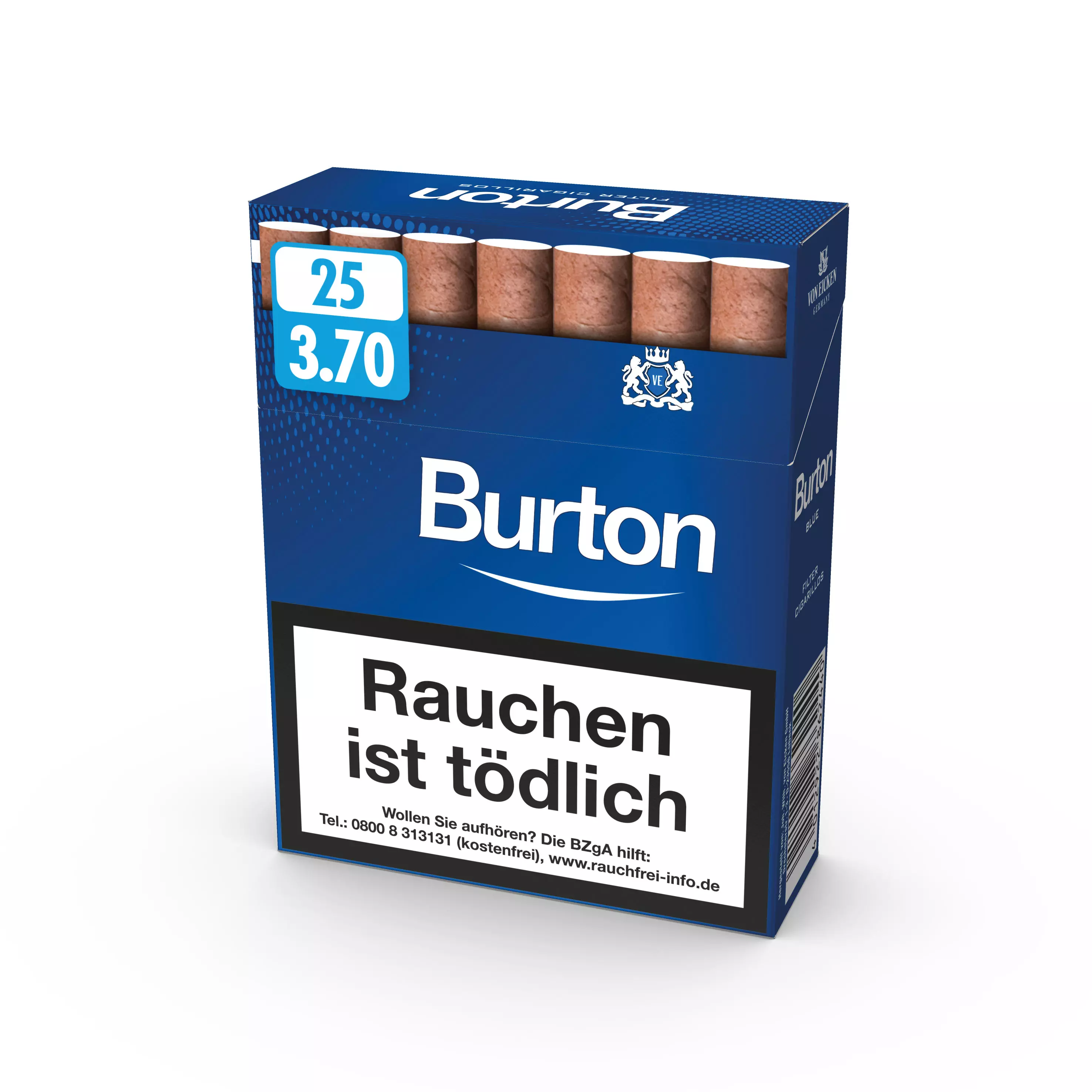 Burton Blue Filter Cigarillos Xl Naturdeckblatt 8 x 25 Zigarillos