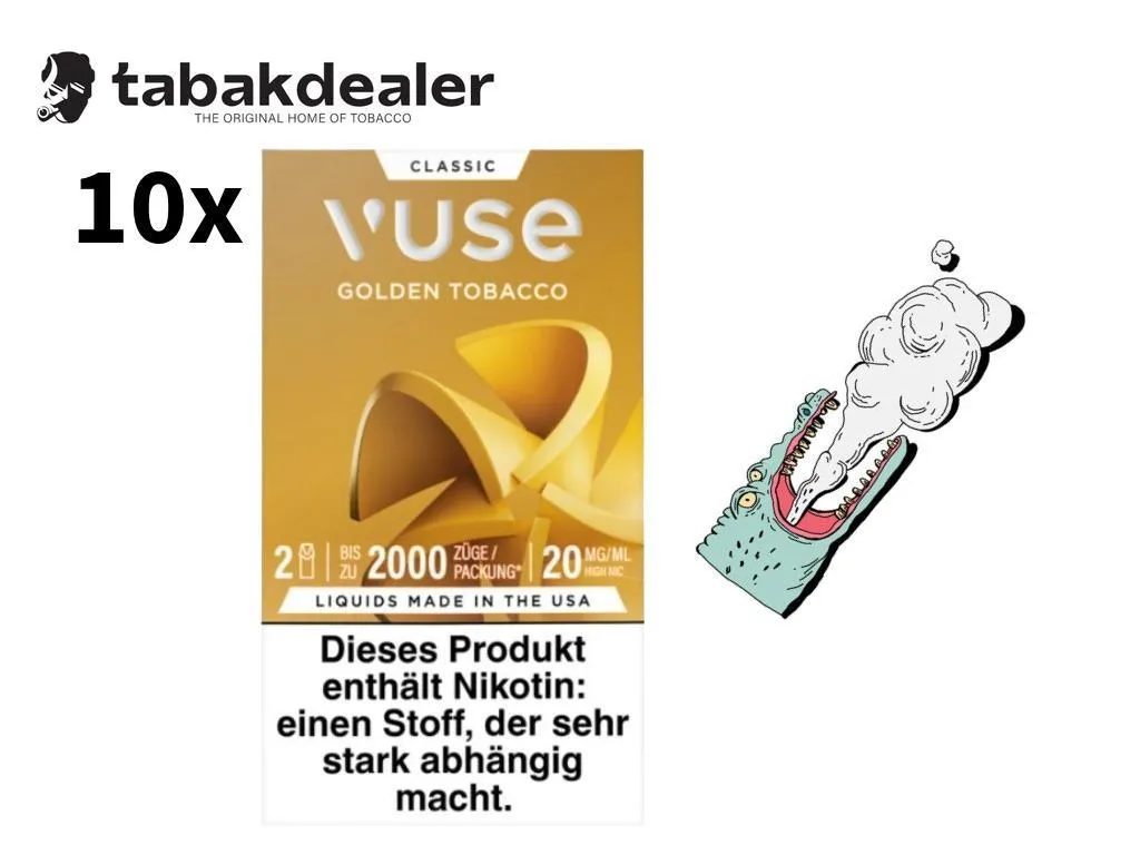 10x Vuse Pro Golden Tobacco 20mg 10 x 2 Pods