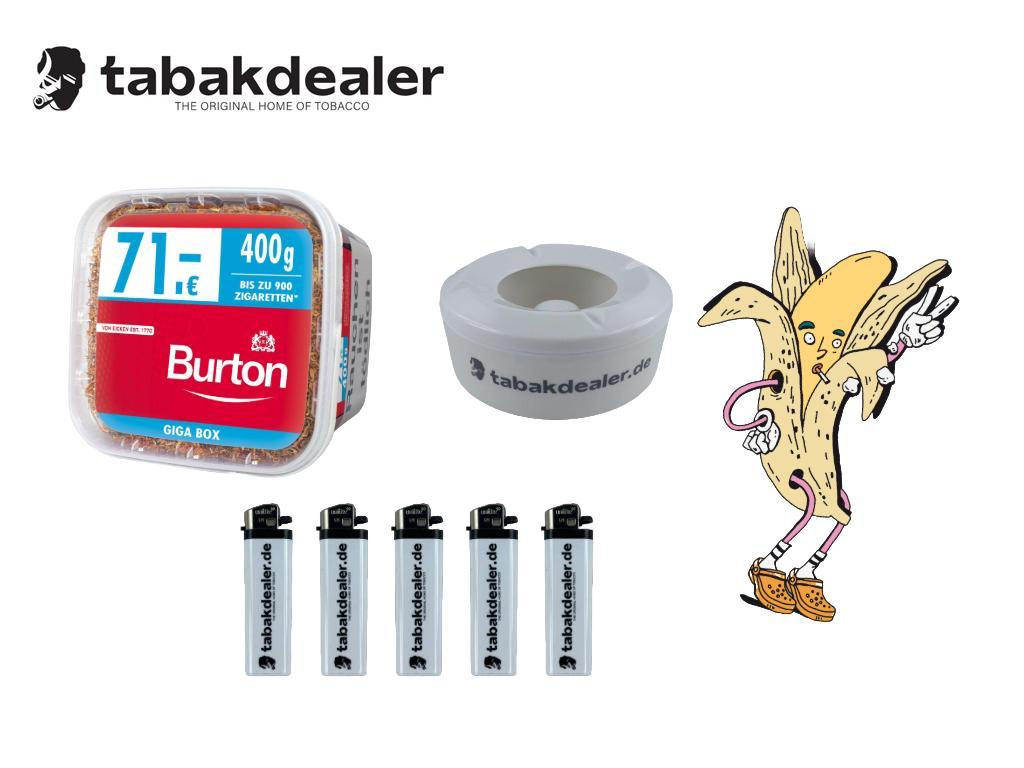 1x Burton Giga + 5 Tabakdealer Feuerzeuge + Tabakdealer Aschenbecher 