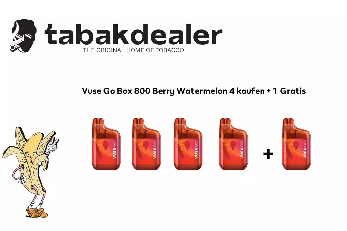 4 + 1 Gratis Vuse Go Box 800 Berry Watermelon 20mg/ml Nikotin