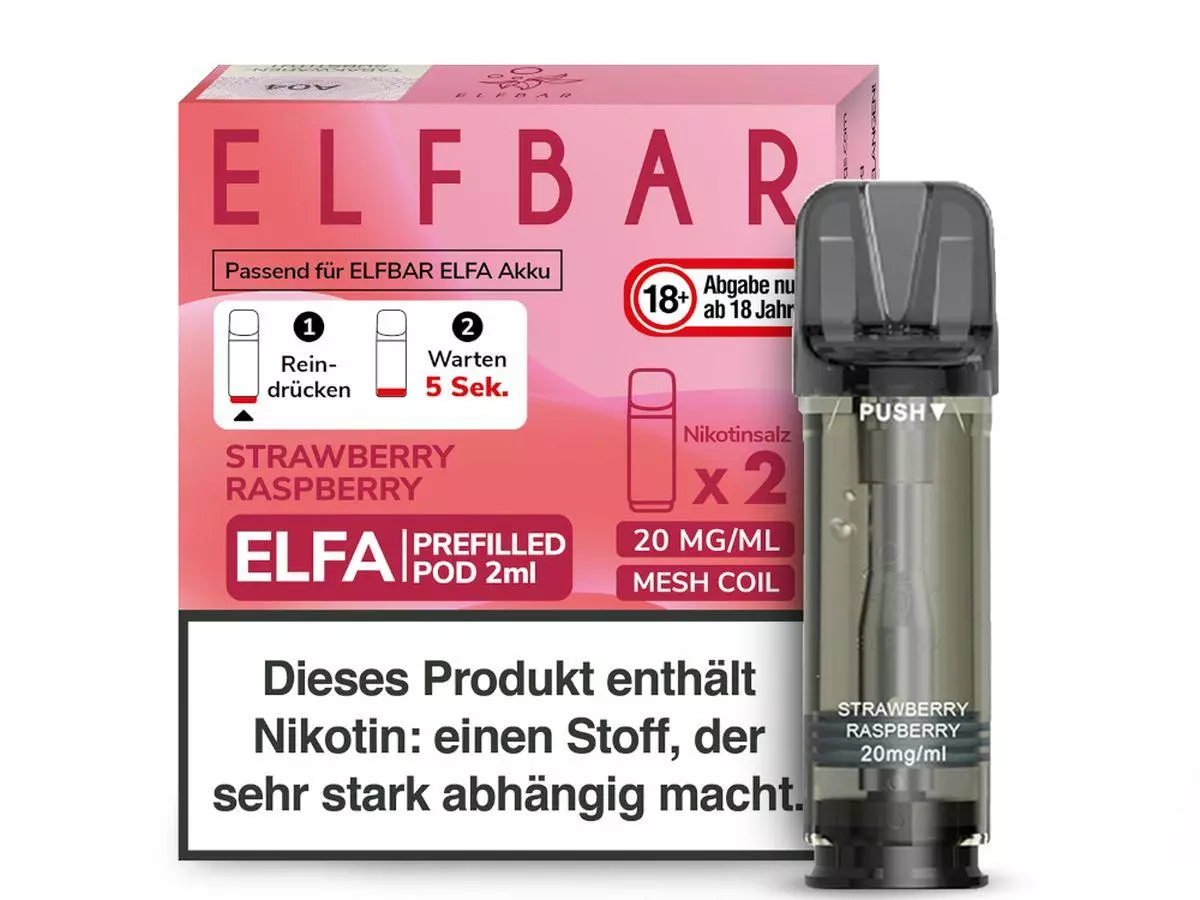 Elfbar Elfa Pod Strawberry Raspberry 20mg/ml Nikotin 1 x 2 Pods