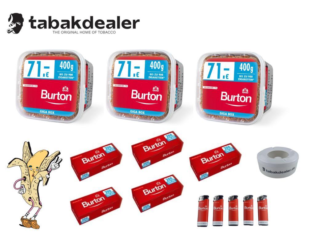 3 Burton Volumen Tabak, Hülsen, 5 FZ, TD Aschenbecher 