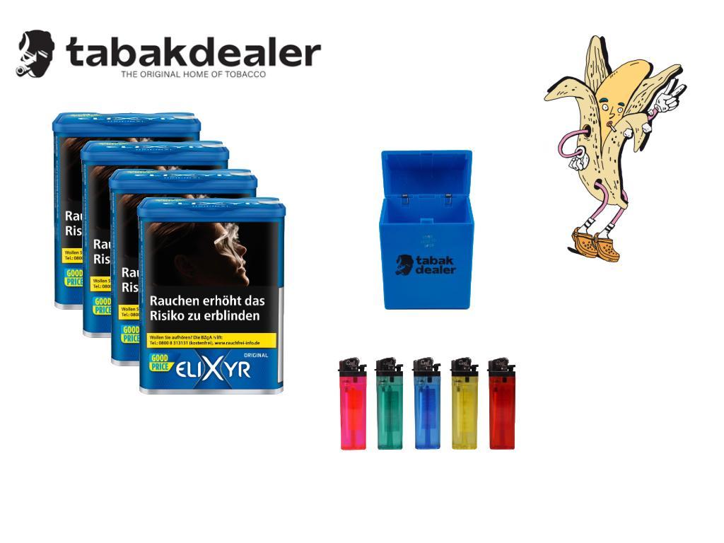 4 x Elixyr Original Blue+ 1 Tabakdealer Etui + 1 Cool Feuerzeug 
