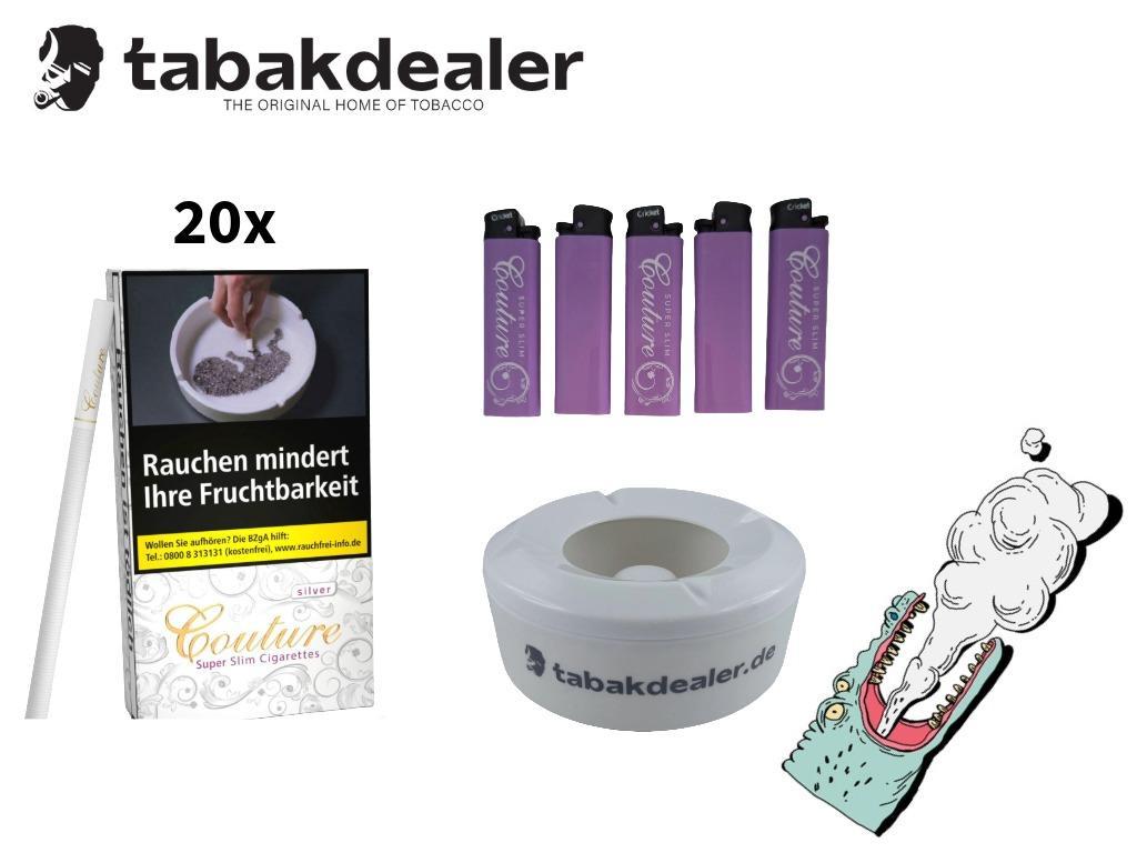 20x Couture Superslim Silver + 5x Couture Feuerzeuge + 1x Windascher 